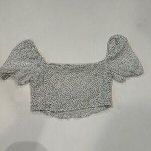 Arizona Jean Co. Smocked Floral Crop Top Puff Sleeve Women’s XL